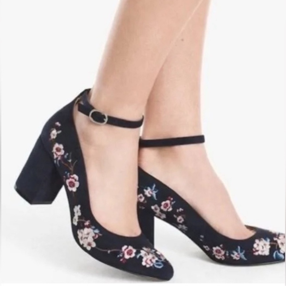 WHITE HOUSE BLACK MARKET Elegant Floral Embroidered Women's Shoes